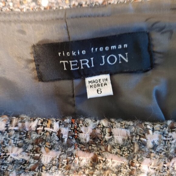 Heritage Core Rickie Freeman for Teri Jon Skirt Preppy Tweed Boucle Fringe - Picture 4 of 6